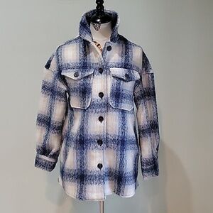 BAGATELLE collection blue & white plaid shirt coat.  Thick & heavy